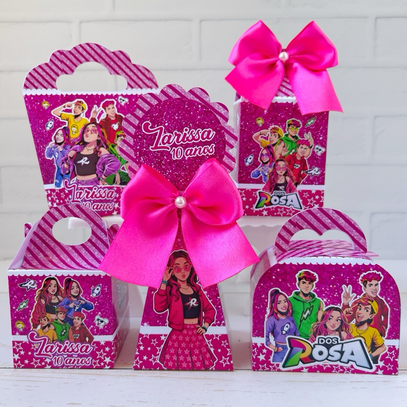Kit Caixinhas Personalizadas Pegue e Monte CLUBE DOS ROSA EMILLY VICKY - Festas Infantil Lembrancinhas Mimos Decoração