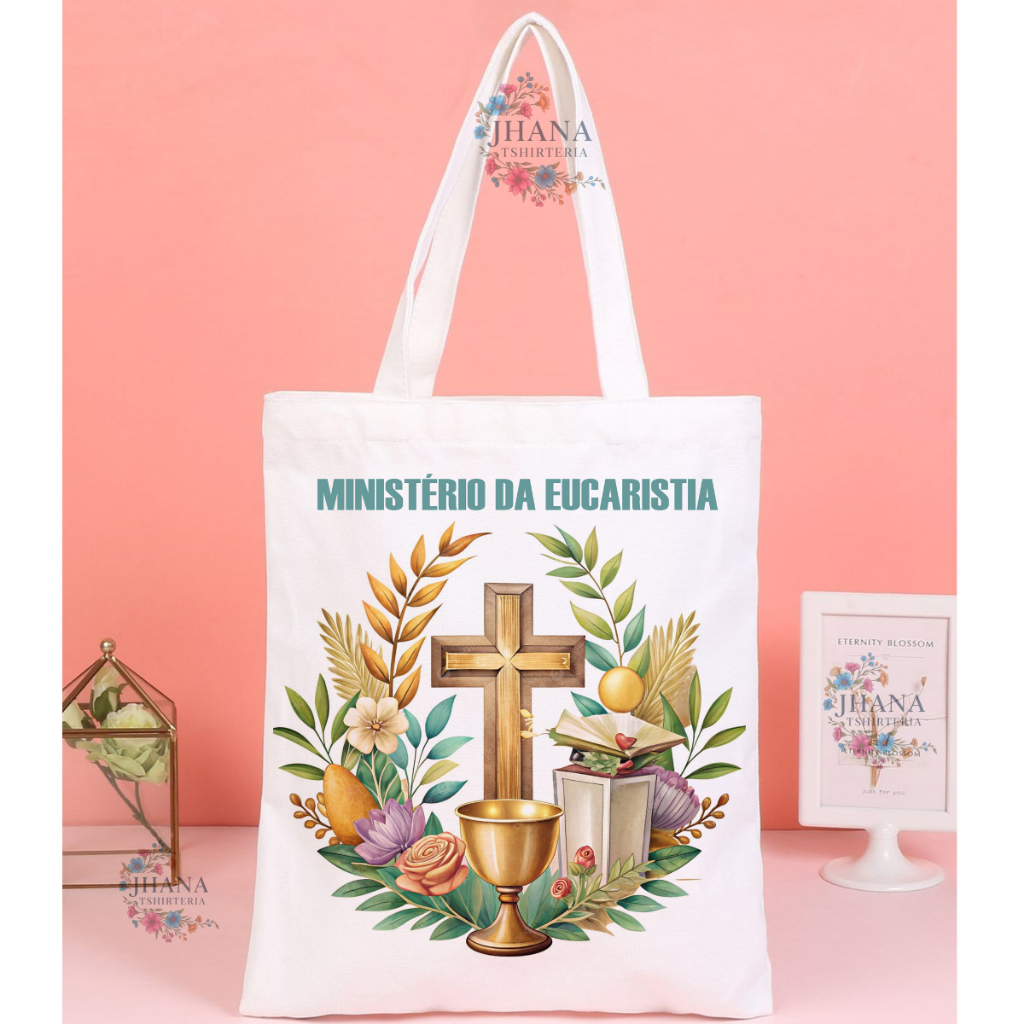Bolsa sacola Ecobag feminina,unissex MINISTÉRIO DA EUCARISTIA,moda cristã,católica,casual,verão