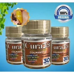 CURAJES 3 potes com 30 caps ORIGINAL curcuma Anti-Inflamatorio