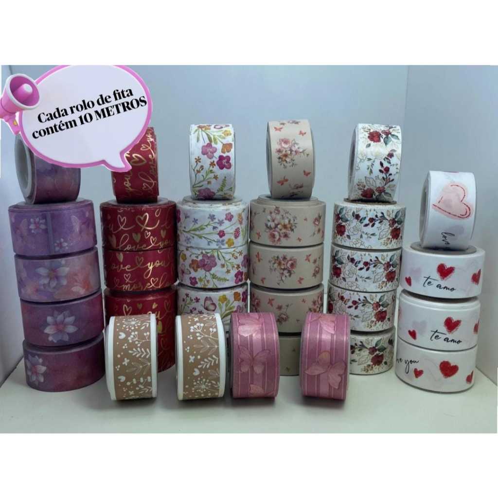 Fita Plástica Decorada para Laços Várias Cores 32mm x 10 metros Fracionada Rolo Pequeno Xingó Albano