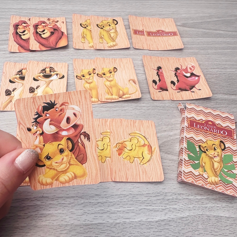 Jogo da Memória Lembrancinha Aniversário Infantil Personalizado Rei Leão Simba