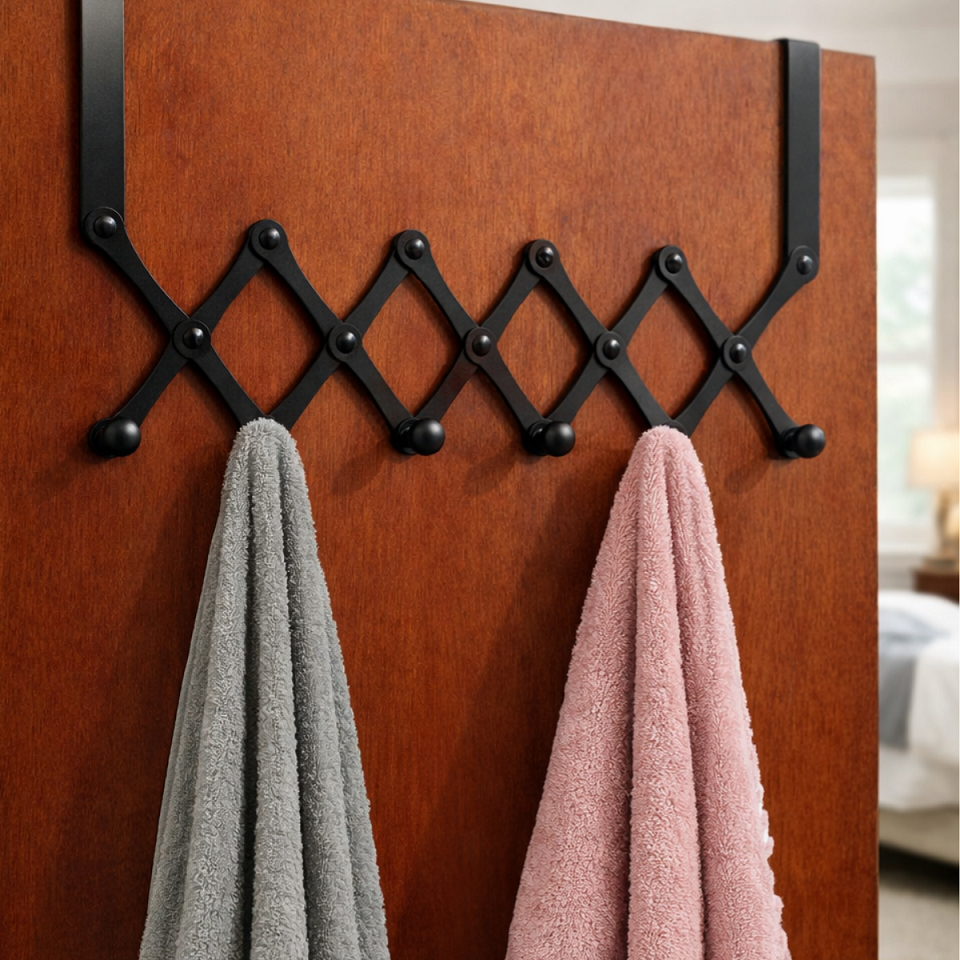 Cabide De Porta 6 Ganchos Articulado Retrátil Cabideiro de Porta Pendurar Toalha Roupas de Metal em Oferta na Shopee