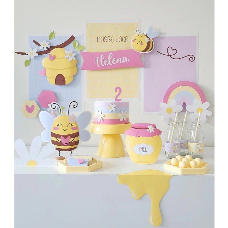 Kit Festa Abelhinha| Mesversario | Só um Bolinho Tema Abelhinha |Lembrancinha | Aniversário Decoração .