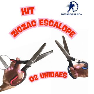 Kit 2 Tesouras De Picotar Zig Zag + Escalope tesoura Zig Zag-Corte Profissional em Oferta na Shopee