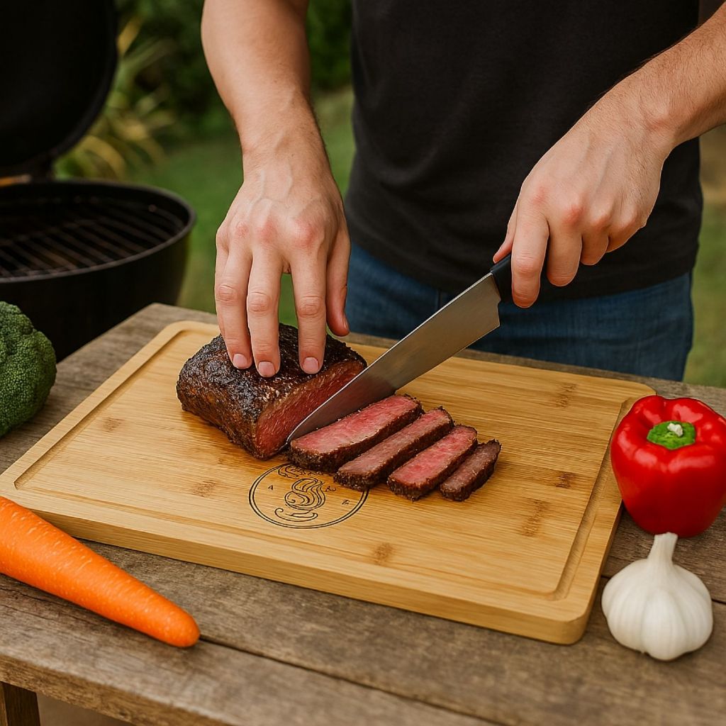 Tábua De Corte Em Bambu p/ Churrasco e Legumes Grande 38x28 Cm Em Casa Tem