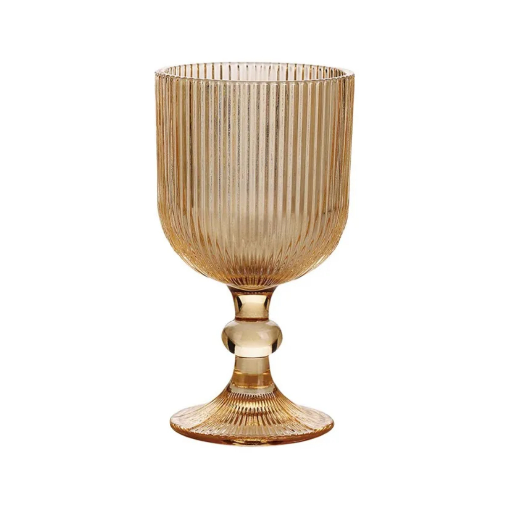 Taça de Vidro Bliss Ambar Canelado 350 ml