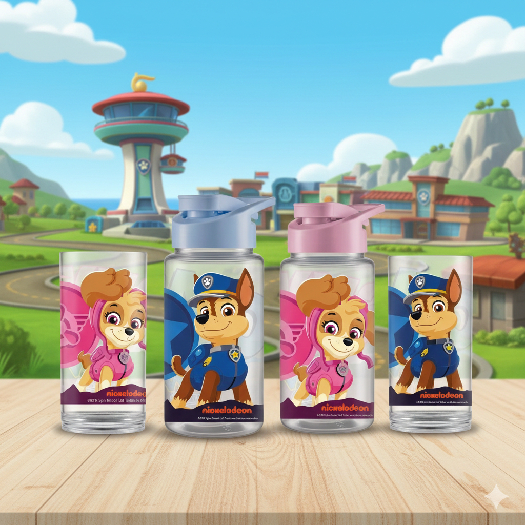 Kit Lanche Patrulha Canina Chase e Skye - Squeeze 500ml + Copo 400ml - Ideal para lanches felizes em Oferta na Shopee