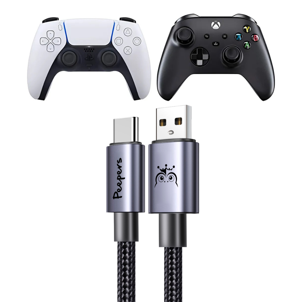 Cabo Carregador Tipo C para Controle do PS5 Xbox Series Longo 3 metros