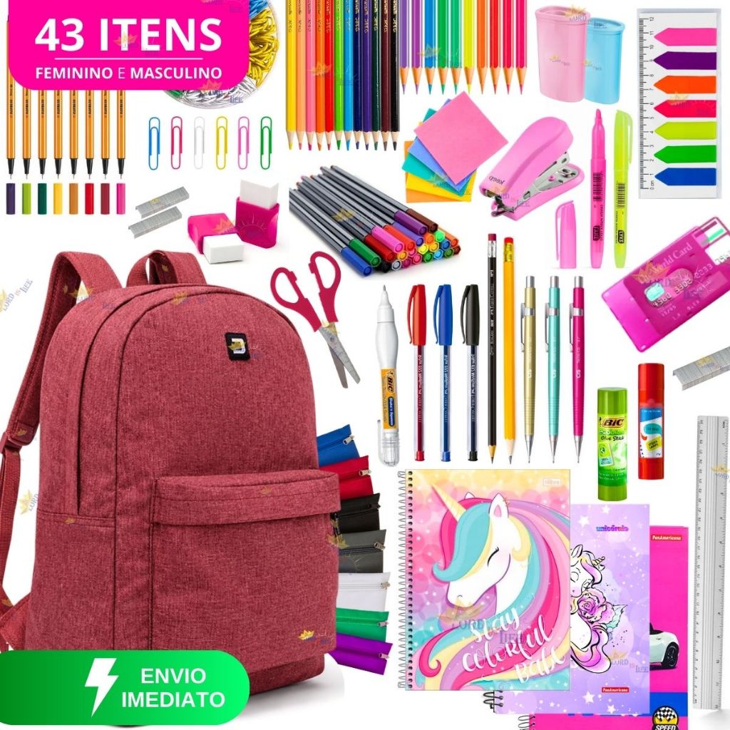 Material Escolar Feminino Completo Com Sem Mochila Escolar Feminina Estojo Escolar Feminino Borracha em Oferta na Shopee