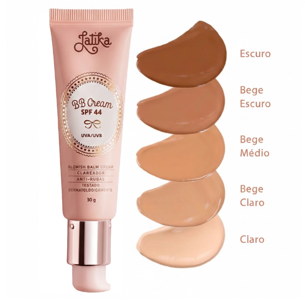 BB Cream Latika Clareador FPS 44 Uniformiza o Tom e Ilumina a Pele com Proteção Solar