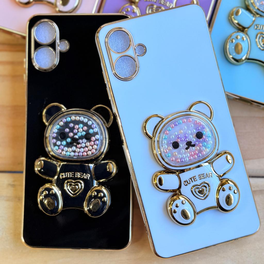 Capa Capinha Silicone Anti impacto com Suporte de Urso 3D para Samsung Galaxy A07 / Galaxy A06 / Proteção Câmera e Tela em Oferta na Shopee