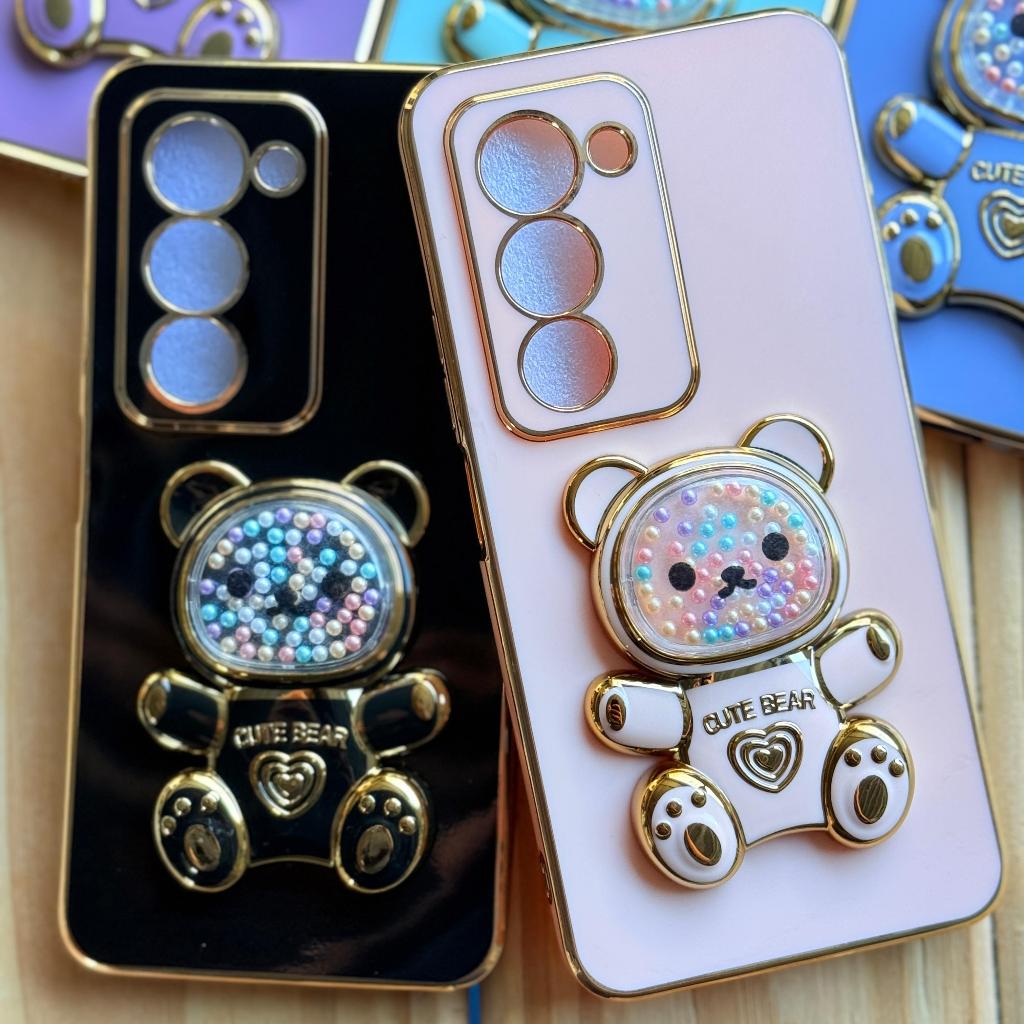 Capa Capinha Xiaomi Redmi 15 4G 5G Silicone Antishock Suporte 3D Urso Vertical e Horizontal | Proteção Câmera e Tela em Oferta na Shopee