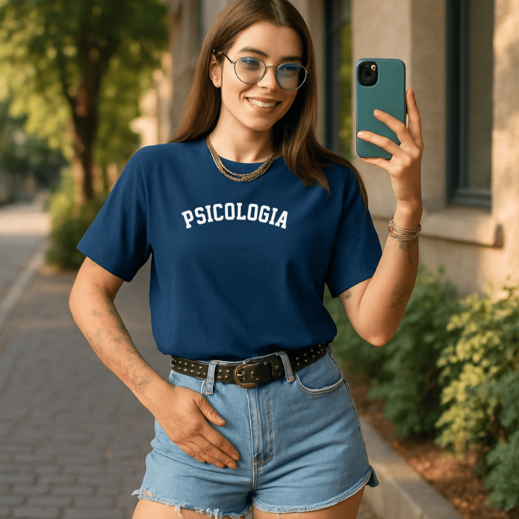 Camiseta Feminina Estampada Psicologia 100% Algodão Blusa Básica