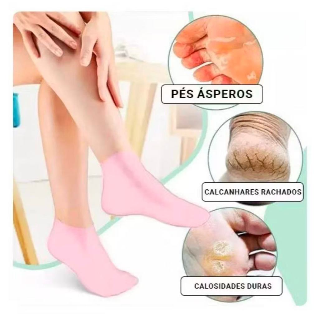 Meias de Gel de Silicone para Calcanhar – Uso Doméstico, Hidratante para Pés Rachados