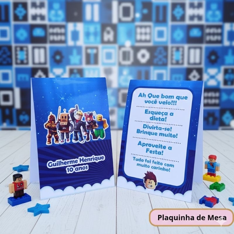 Kit Plaquinha De Agradecimento Roblox - Centro de Mesa - Personalizados - Lembrancinha - Festa infantil - Decoração