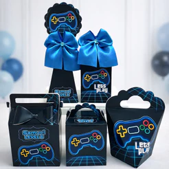 Kit Personalizados caixas Festa decoração Gamer Caixinha Aniversário Lembrancinha Pegue-Monte