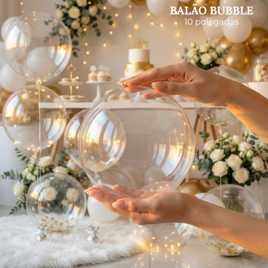 Kit 10/20 Balão Bubble 24 Polegadas BolhaTransparente - 10/18/24/36 Polegadas