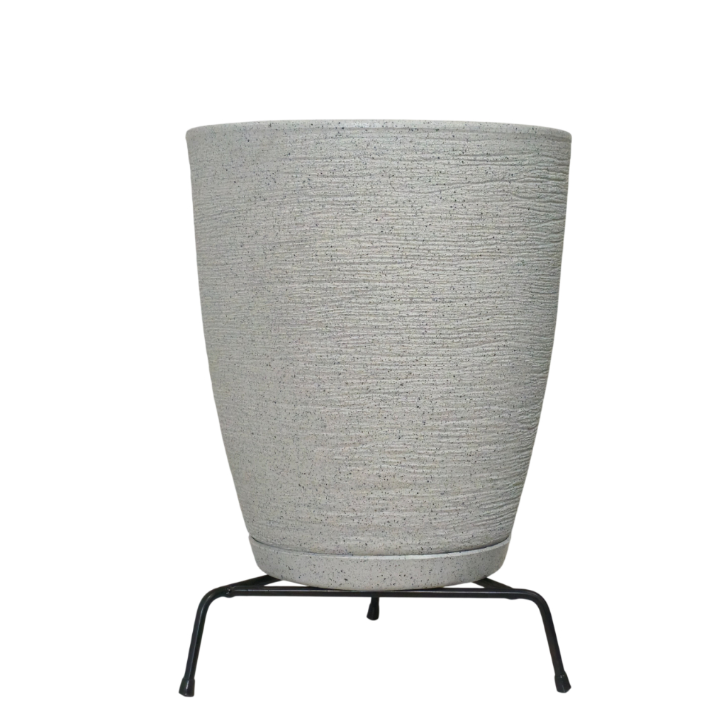 Vaso para plantas coluna bojo n1 escovado 29x25 com prato e suporte em Oferta na Shopee