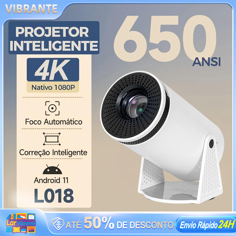 Projetor HY300 Original Portátil Smart Android 11 4K Ultra HD HDMI Wifi Bluetooth Alto Falante Embutido