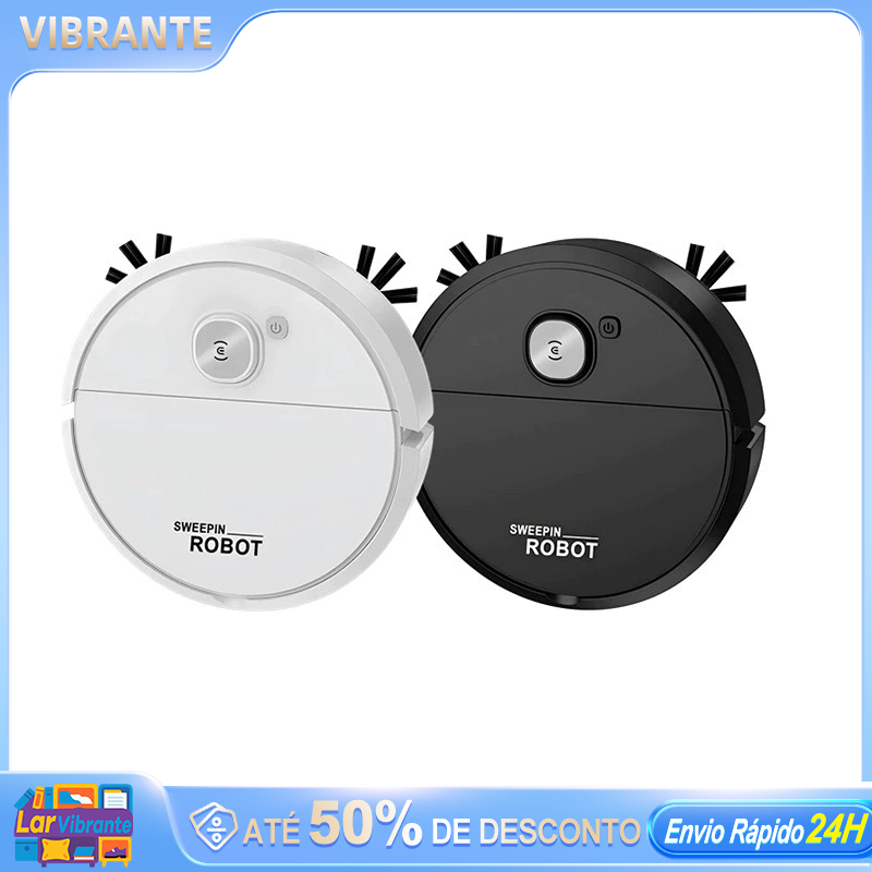 Imagem Robô Varredora/Aspirador De Pó 1200PA Automática 3 Em 1 Limpeza Doméstica Robótico Inteligente E Silencioso