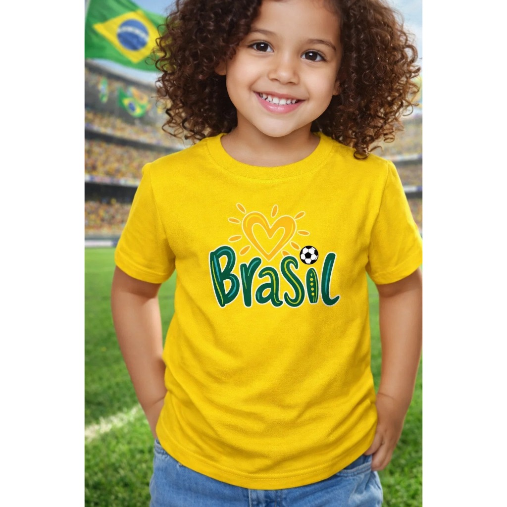 Camisa Juvenil Amarelo do Brasil Futebol 2026 Estilo Torcedor Copa