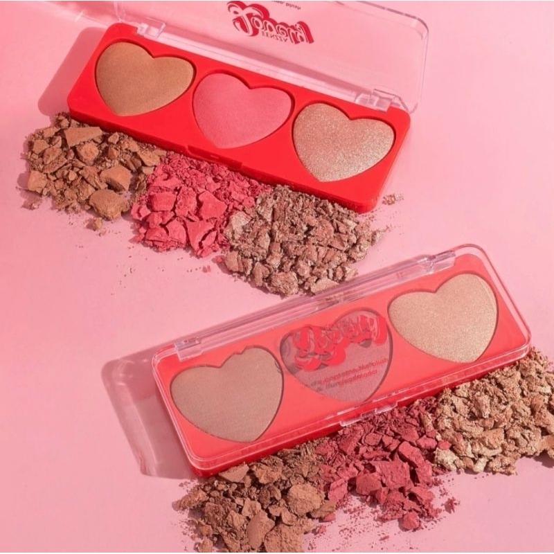 Paleta Multifuncional Trio Lovely Fenzza - Iluminador, Blush e Contorno