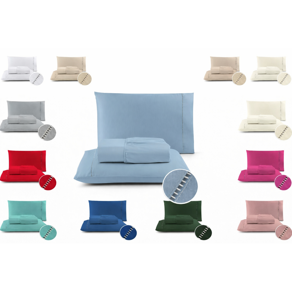 Jogo de Lençol Micropercal 400 Fios com Ponto Palito – Casal, Queen, King, Solteiro e Berço