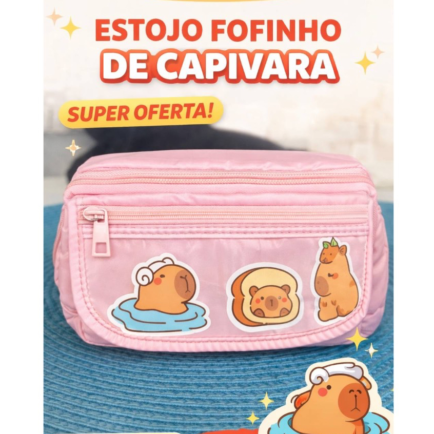 Estojo de Lápis Bolsinha Organizacional Escolar desenho de Capivara em Oferta na Shopee