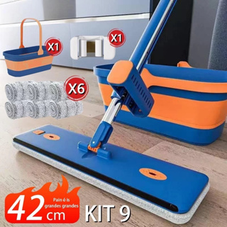 KIT 9 Esfregões Milagrosos Limpa Seco e Úmido sem Enxague Balde com Raspador Dobrável e Super Absorvente em Oferta na Shopee