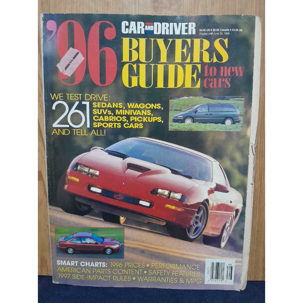 **REVISTA CAR AND DRIVER – '96 BUYERS GUIDE TO NEW CARS**   “WE TEST DRIVE: 261 SEDANS, WAGONS, SUVS, MINIVANS, CABRIOS,