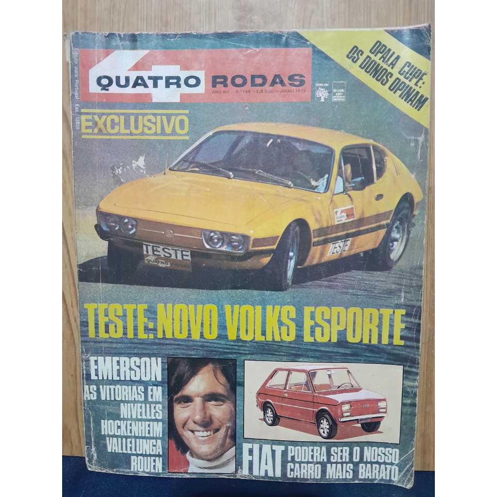 REVISTA QUATRO RODAS – JULHO DE 1972 “TESTE: NOVO VOLKS ESPORTE” A REVISTA BRASILEIRA DE AUTOMOBILISMO E TECNOLOGIA AUTO
