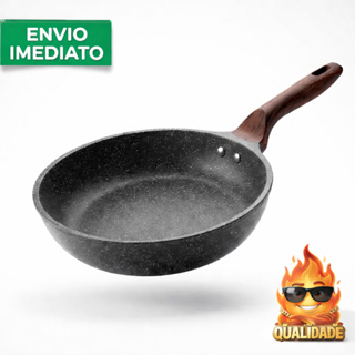 Frigideira Cerâmica Antiaderente 26cm ou 28cm - Premium Cabo Madeira Não Gruda em Oferta na Shopee