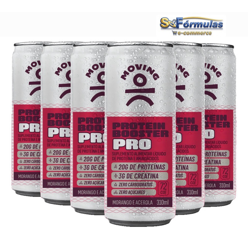 Moving Protein Booster - Morango e Acerola - 6x310ml Zero Açúcares 20g Proteina BCAA Moving Protein Booster - Morango e Acerola - 6x310ml Zero Açúcares 20g Proteina BCAA