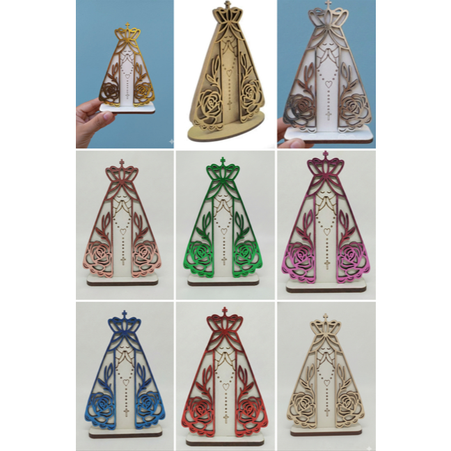 Kit Nossa Senhora Aparecida Crisma Lembrancinha Eucaristia Batizado Primeira Comunhão MDF