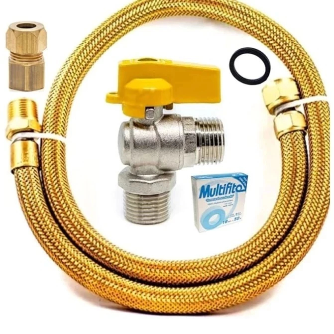 Kit Instalação Gás Encanado Mangueira Cobre + Registro + Adaptador Todos Os Tamanhos