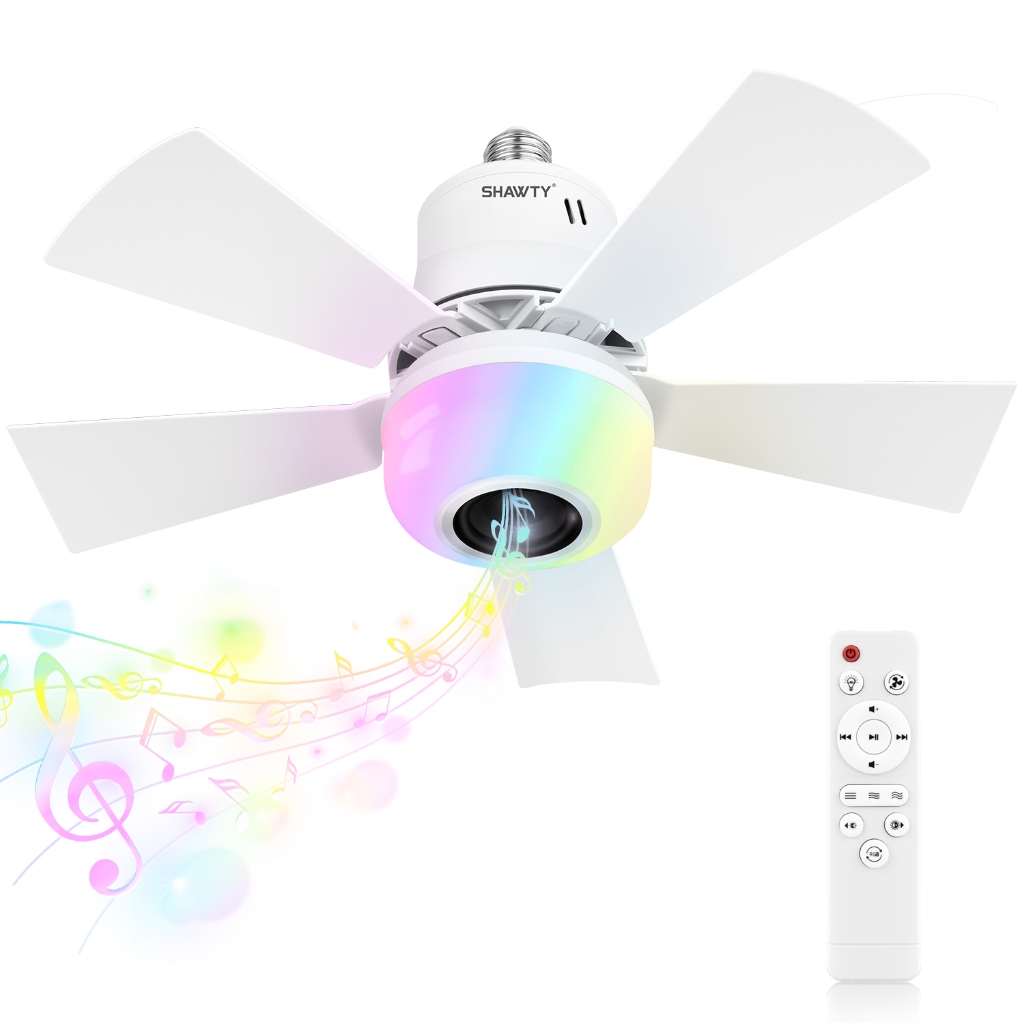 Ventilador de teto com luz LED RGB, controle remoto, três velocidades de vento, funcionamento potente e silencioso, 40 w em Oferta na Shopee