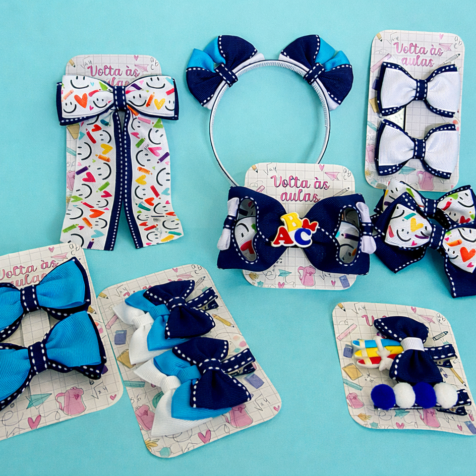 Coleção Laço escolar xuxinha presilha tiara hair clips lacinhos de escola em Oferta na Shopee