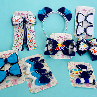 Coleção Laço escolar xuxinha presilha tiara hair clips lacinhos de escola em Oferta na Shopee
