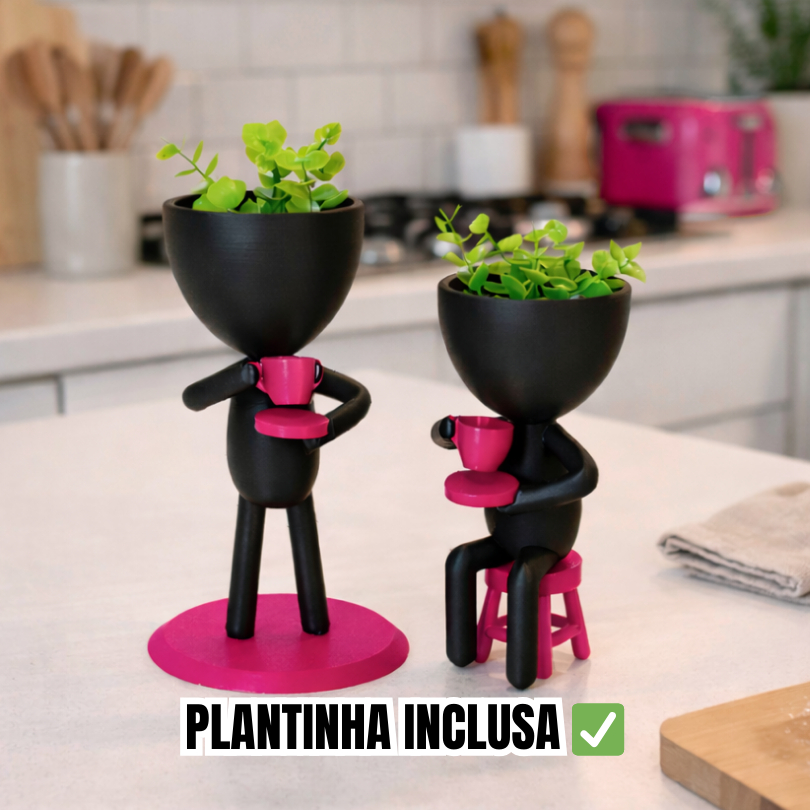 Kit decoração cantinho do café , 2 bobs e plantinha inclusa, decoração escritório , loja ou comércio em geral em Oferta na Shopee