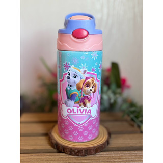 Garrafa térmica infantil SKY e Everest,  Garrafa Personalizada, Garrafinha com bico de silicone, Patrulha Canina