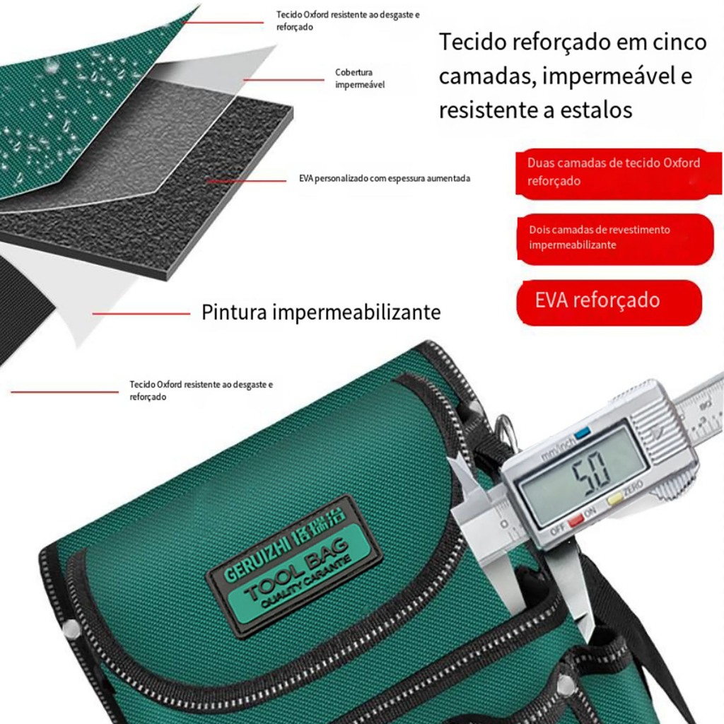 Kit de Ferramentas para Eletricista Bolsa Cinturão Durável Multifuncional Bolsa para Reparos Saco Armazenamento Portátil