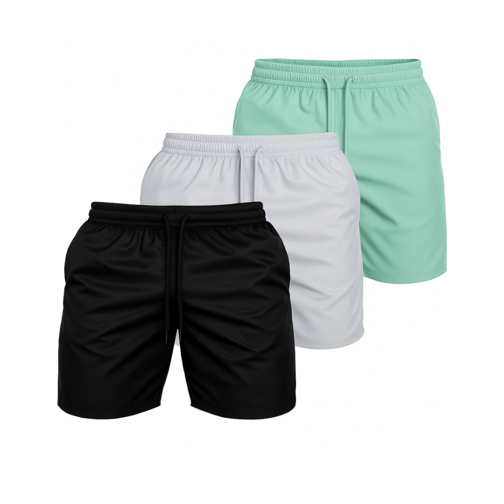 Kit 3 Bermuda Maculina Short tactel com elastano academia piscina corrida Praia