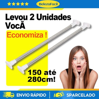 2 Peças Varão Extensivo Ajustável 70cm até 2,8mt Bastão Extensivel Box Banheiro Suporte Extensor em Oferta na Shopee