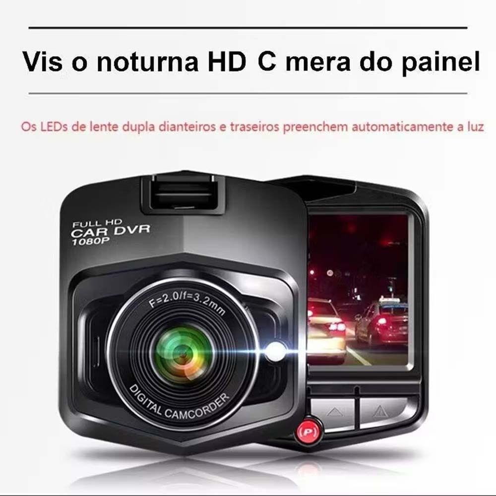 Câmera Filmadora Veicular Automotiva Hd Dvr 2.2 Lcd Visão Noturna Hd 1080p Lentes Infra Vermelho