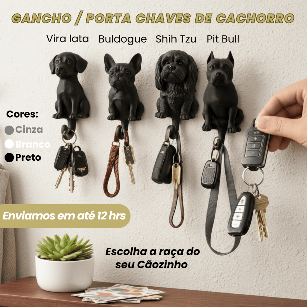 Gancho de Parede em Formato de Cachorro Porta Chaves Decorativo em Oferta na Shopee