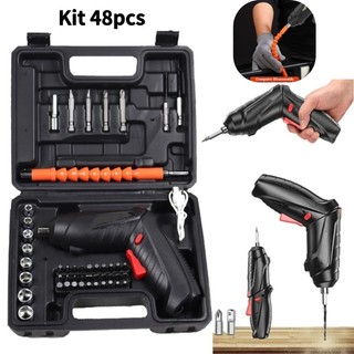 Kit Parafusadeira/furadeira 48 pçs Portátil carregador Usb Leve Forte Desmontar e montar