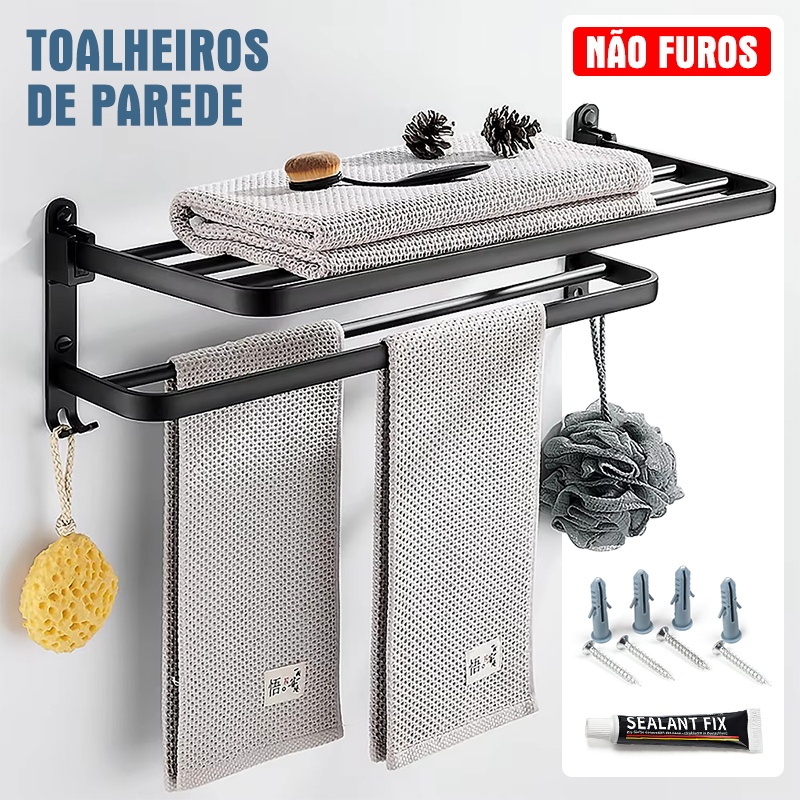 Suporte Para Banheiro Organizador De Banheiro Toalheiro Porta Toalha Inox 40/50/60cm Retrátil 90 ° em Oferta na Shopee