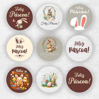 Adesivos Etiquetas Rótulos Feliz Páscoa - 4x4cm em Oferta na Shopee