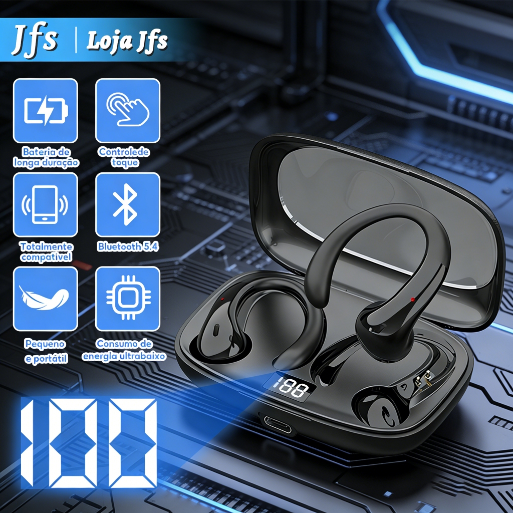 Fones De Ouvido Fone Bluetooth 5.4 I Microfones Alta Fidelidade Toque Inteligente I Som Estéreo Esportes em Oferta na Shopee