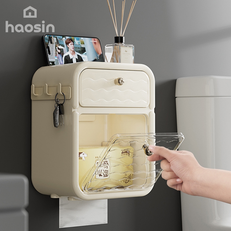 haosin Organizador de Papel Higiênico Para Banheiro, Quarto e Sala de Estar Suporte Caixa de Armazenamento Multiuso